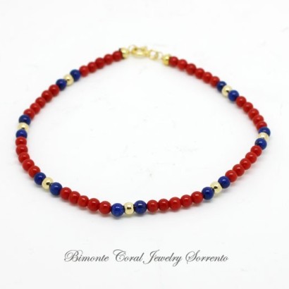 "Marina" Coral and Lapis Bracelet