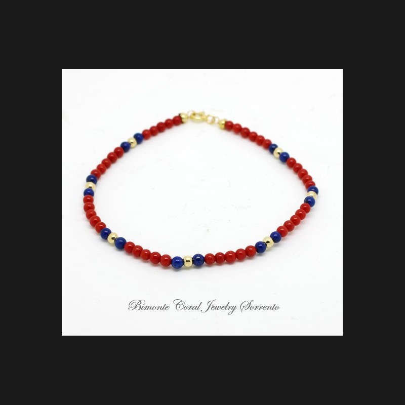 "Marina" Coral and Lapis Bracelet