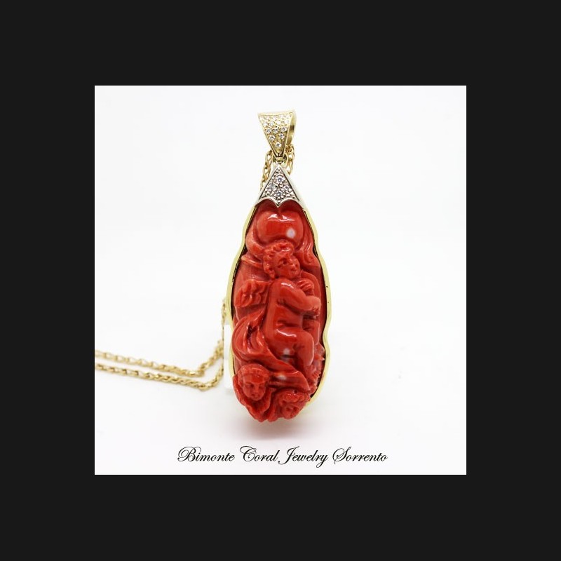 "Eros, Anteros and Niseros" Carved Coral Necklace