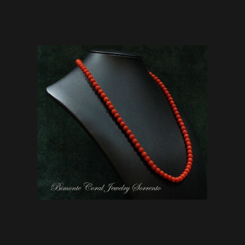 6,1/4 - 7 mm Red Italian Coral Necklace