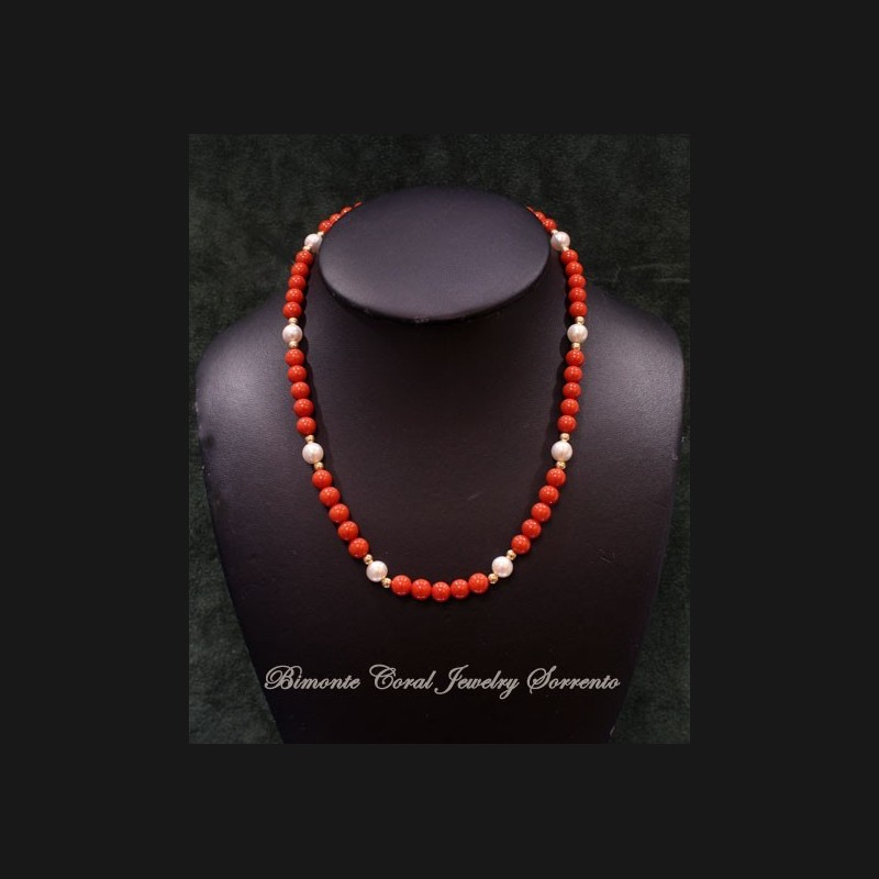 "Dalmare" Coral and Pearls Necklace