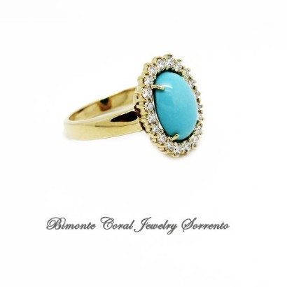 "Sky" Turquoise and Diamonds Ring