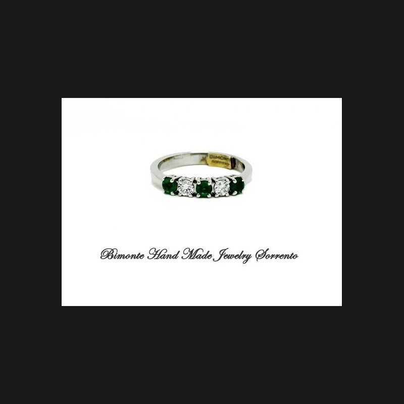 "Five Stones" Emeralds and Diamonds Ring