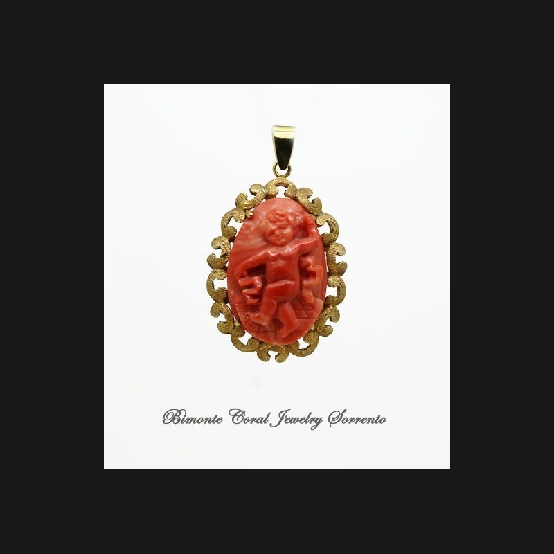 "Cherub" Coral Cameo Pendant