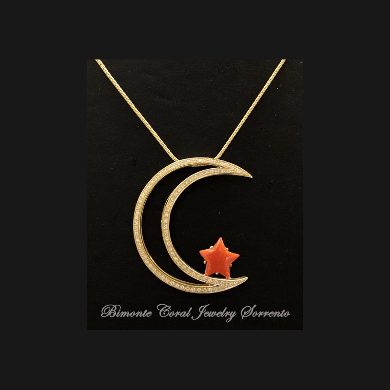 "Moon and Star" Coral Necklace