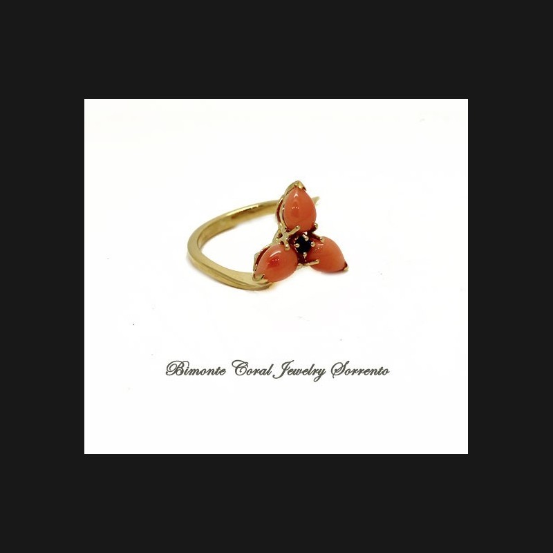 "Three Petals" Pink Coral Ring