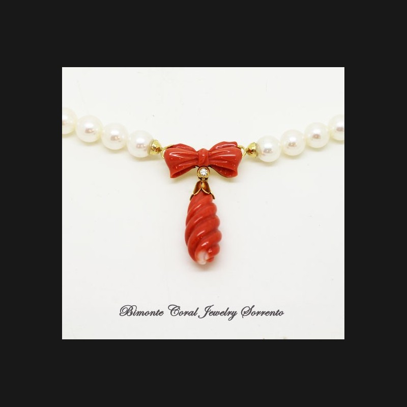 "Fiocco" Coral and Pearls Necklace