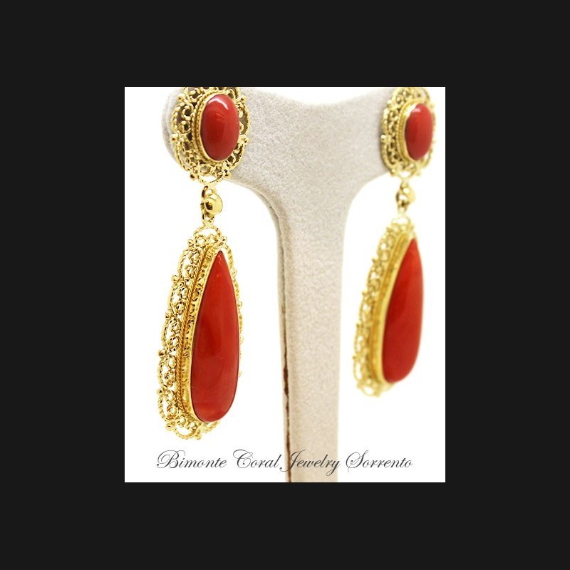 "Filigrana" Red Coral Earrings