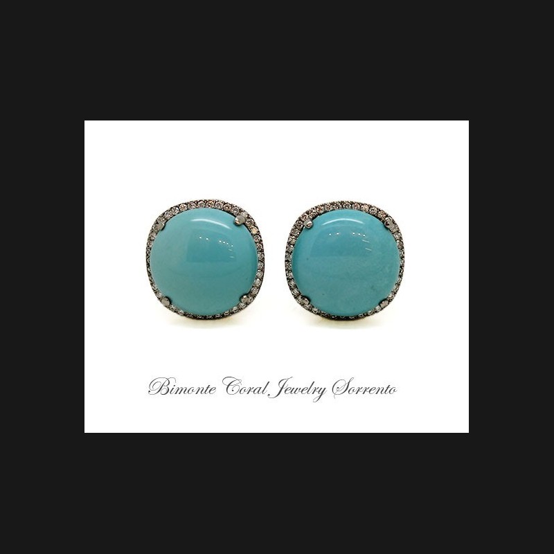 "Cielo" Turquoise and Diamonds Earrings