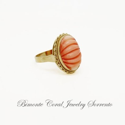 "Righe" Pink Coral Ring